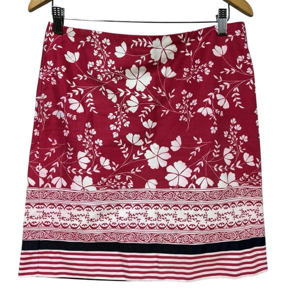 Ann Taylor LOFT Dresses & Skirts - Ann Taylor LOFT Red White Floral Border Print Cotton Skirt‎ Size 6 #43